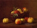 Manzanas en una cesta sobre una mesa Henri Fantin Latour bodegones